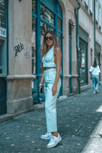 Cargar imagen en el visor de la galería, Conjunto cropped top y pantalón - Azul
